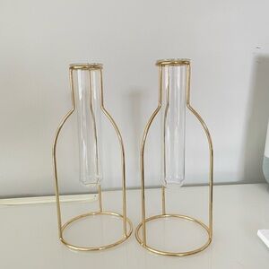 Gold Wire Frame Glass Vases